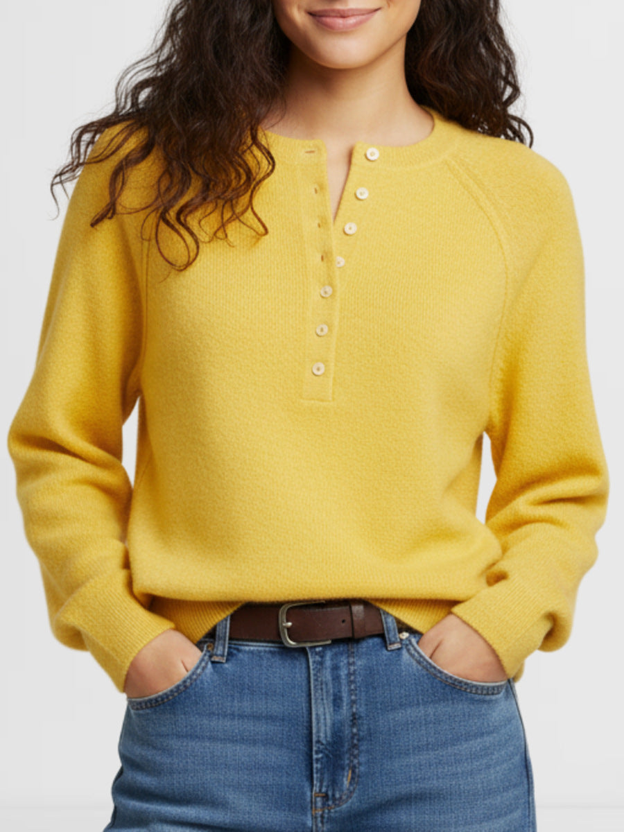 Women's Henley Button Front Knit Pullover Sweater