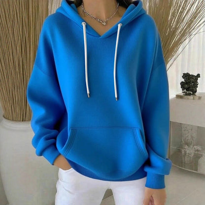 Women's Solid Drawstring Hoodie Long Sleeve Pullover