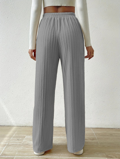 Textured Knit High Waist Wide Leg Lounge Pants