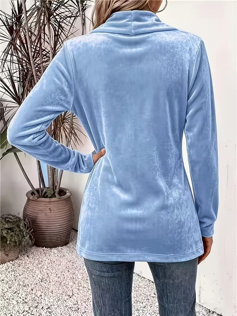 Velvet Shawl Collar Open Front Cardigan Long Sleeve