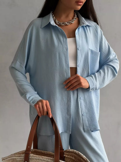Women's Cardigan Wide Leg Pants Two Piece Lounge Set