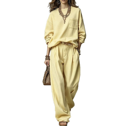 Women's Oversized Crewneck Sweatshirt Wide Leg Pant Set