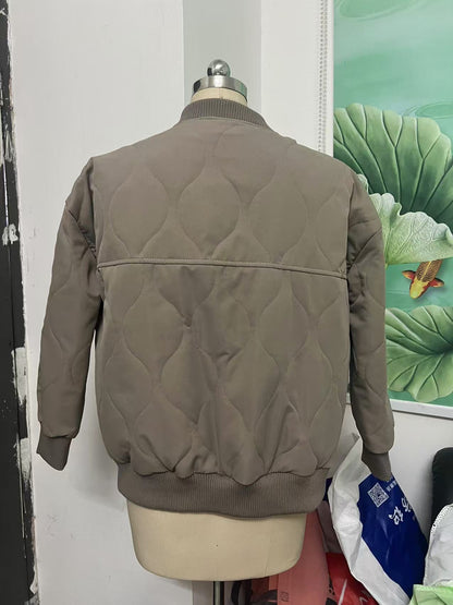 Women's Quilted Cropped Zip Up Puffer Bomber Jacket