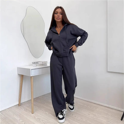 Women's Zip Up Hoodie Sweatpants Two Piece Set