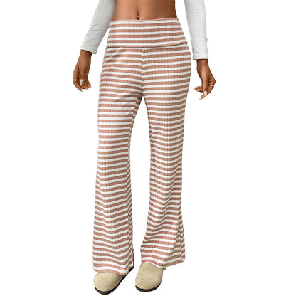 2025 Fall/Winter Y2K Striped Lounge Pants – Casual Women’s Homewear