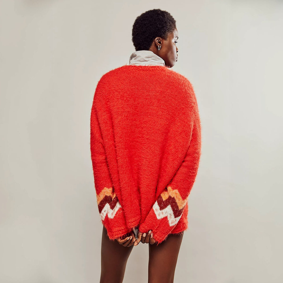 Cozy Oversized Graphic Crewneck Knit Sweater