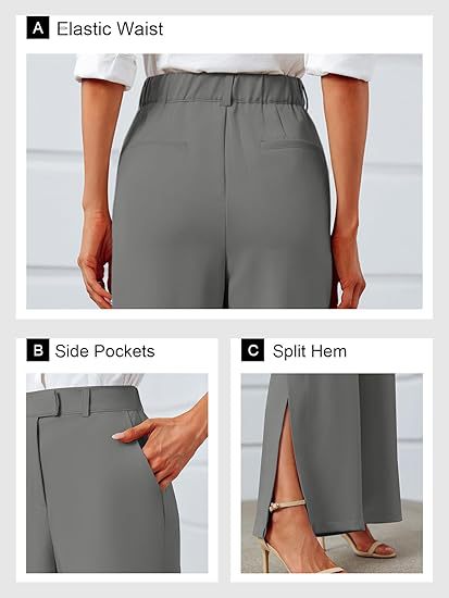 Women's High-Waisted Split Wide-Leg Pants – Elegant Business Trousers