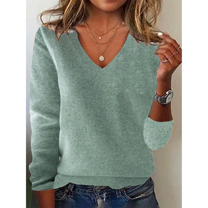 Women's Oversized V-Neck Pullover Sweater