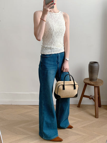 Floral Lace Sleeveless Bodysuit Sexy Mesh Tank Top
