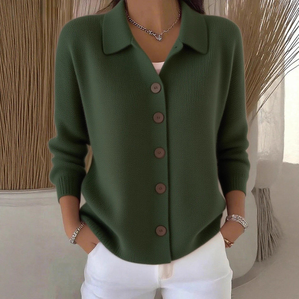 Women's Collared Button Down Knit Cardigan Sweater