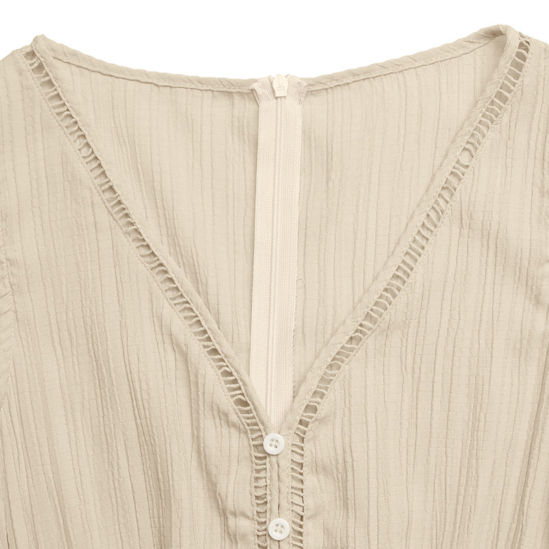 Sleeveless Wide Leg Jumpsuit Textured Summer Outfit
