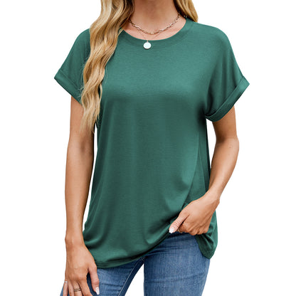 Solid Knit T Shirt Loose Fit Casual Custom Top