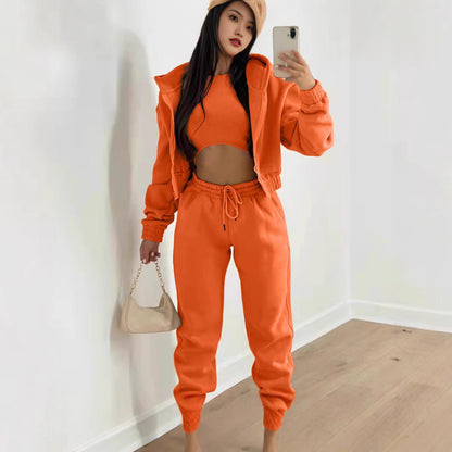 Women's 3 Piece Fleece Hoodie Sweatpants Lounge Set