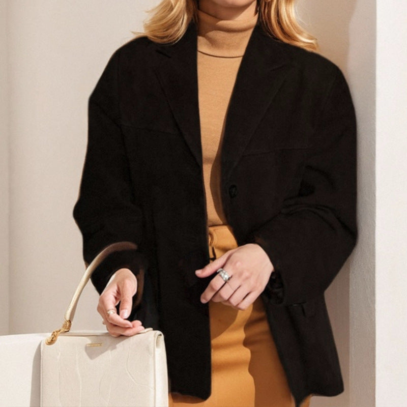 Women's Oversized Vintage Blazer Button Front Jacket