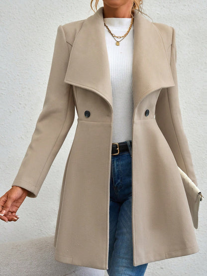Women's Lapel Wool Coat Double Breasted Winter