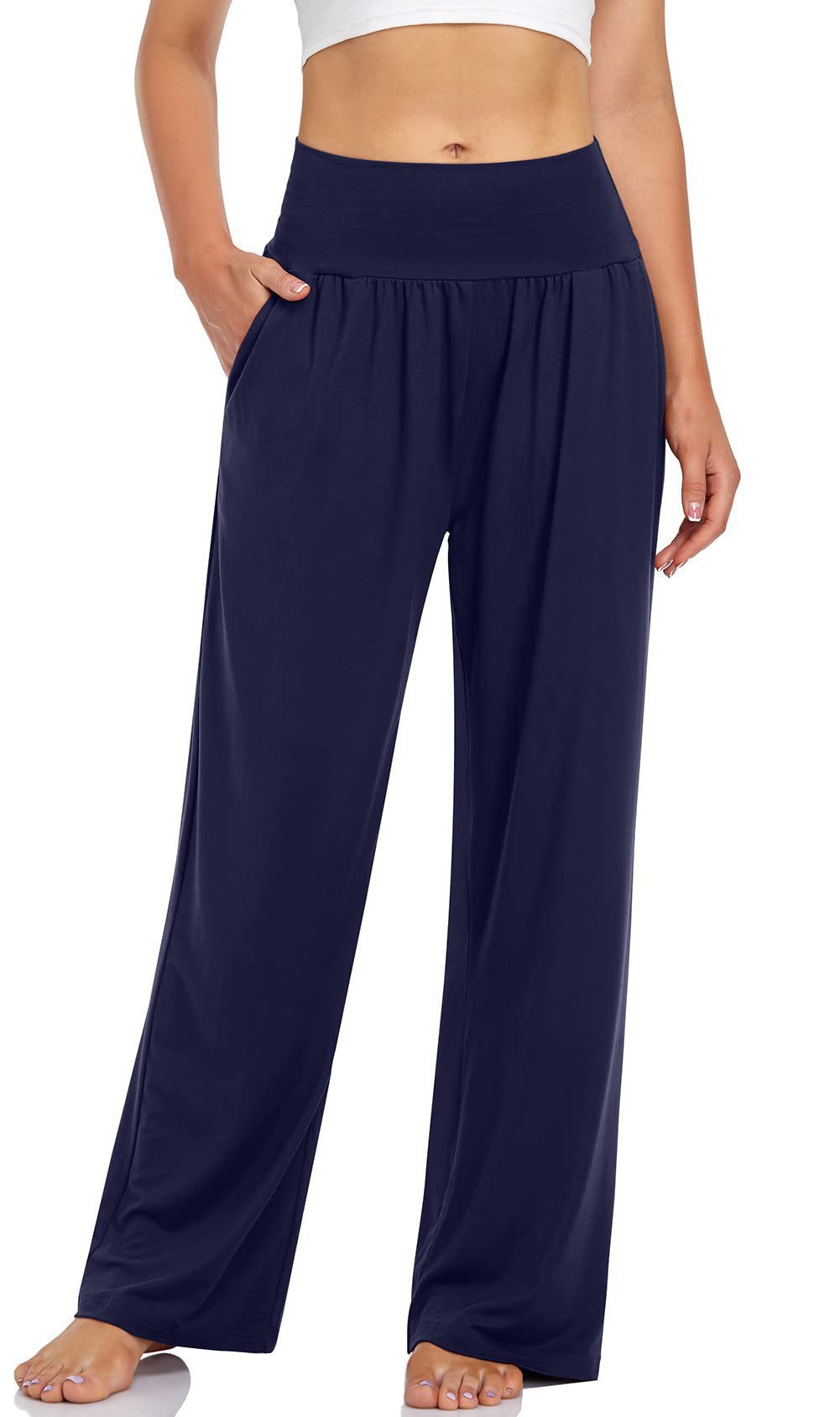Women's High Waisted Wide Leg Yoga Pants with Pockets