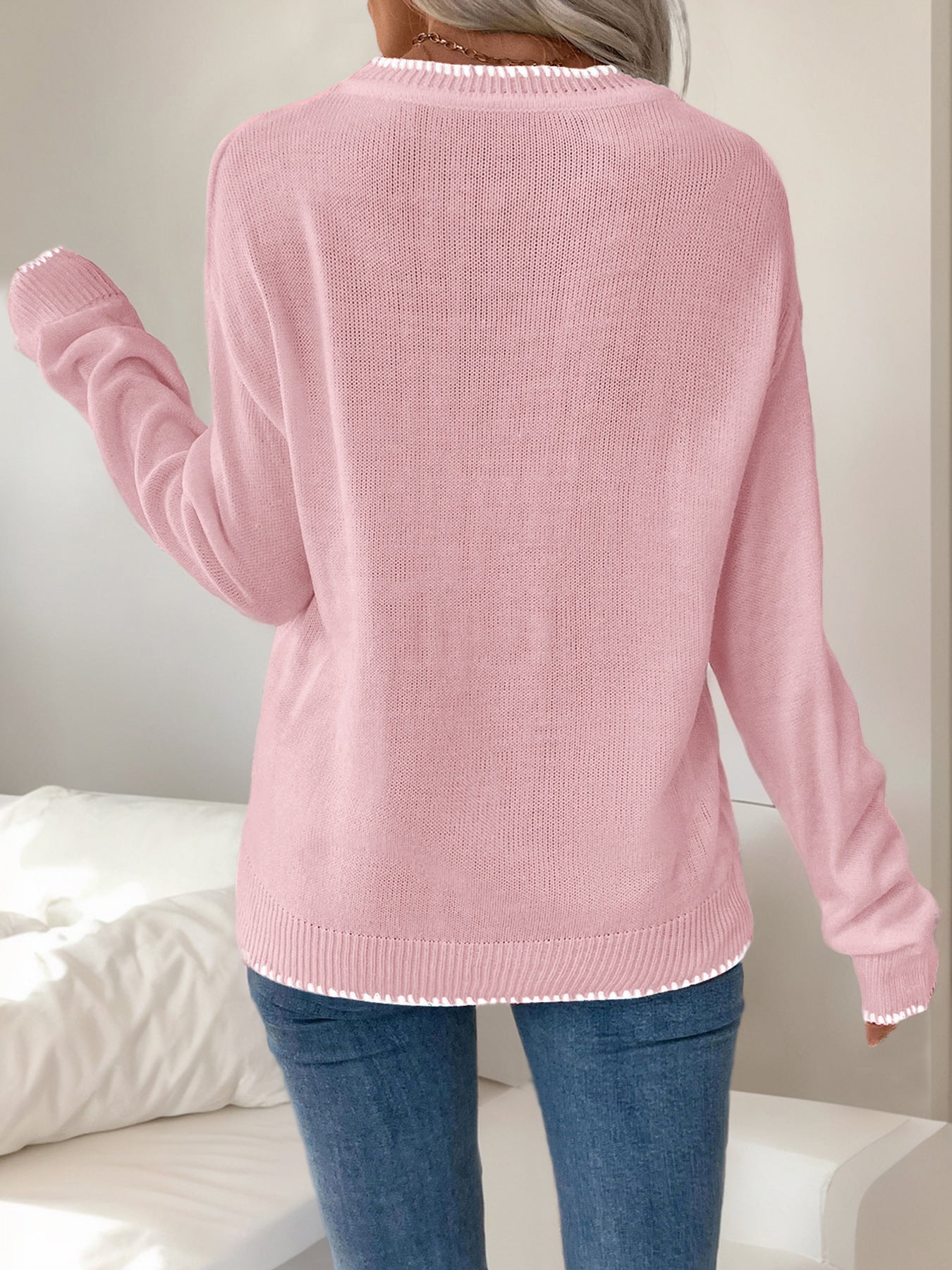 Christmas/Valentine’s Day Bow Knit Sweater Holiday Pullover