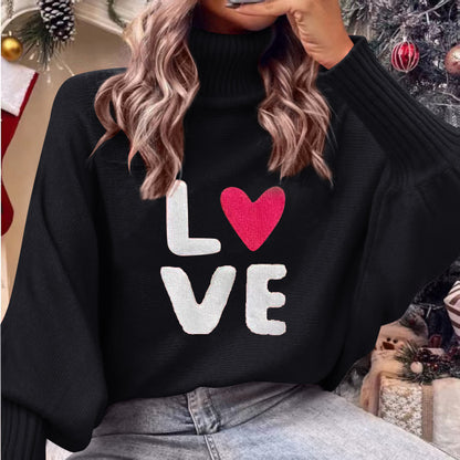 Valentine Love Turtleneck Batwing Women Sweater