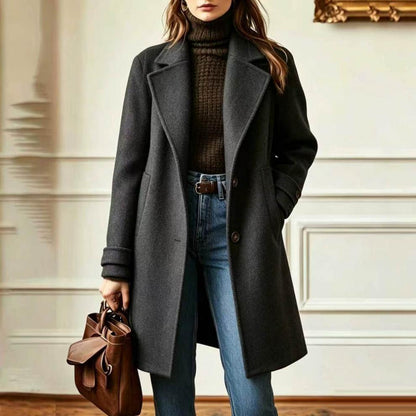 Women's Vintage Lapel Single Breasted Mid Long Coat
