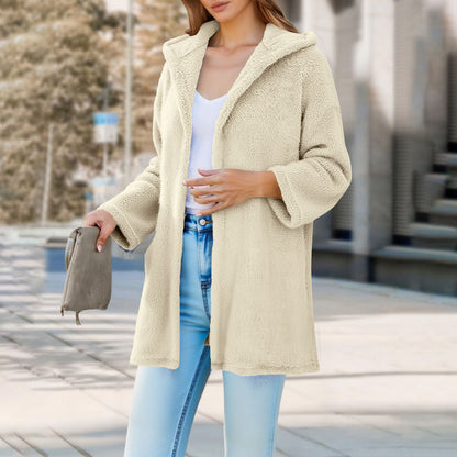 Oversized Sherpa Hooded Cardigan Open Front Coat