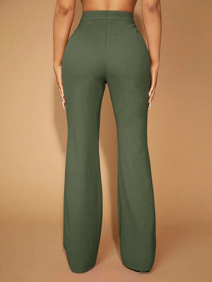 High Waist Straight Leg Pants | Women's Work Trousers