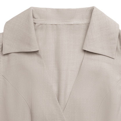Linen Look Midi Dress Button Front Sleeveless Shirt