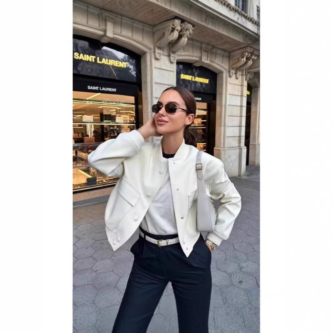 Women's Utility Jacket Stand Collar Pockets Streetwear