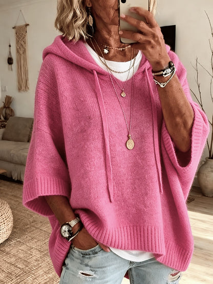 Oversized Knit Hoodie Sweater Women Loose Pullover