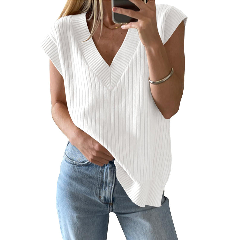 V-Neck Sleeveless Casual Sweater Vest