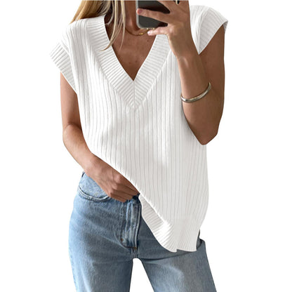 V-Neck Sleeveless Casual Sweater Vest