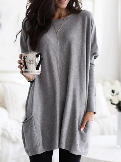Women's Oversized Long Sleeve Pocket Tunic S-5XL