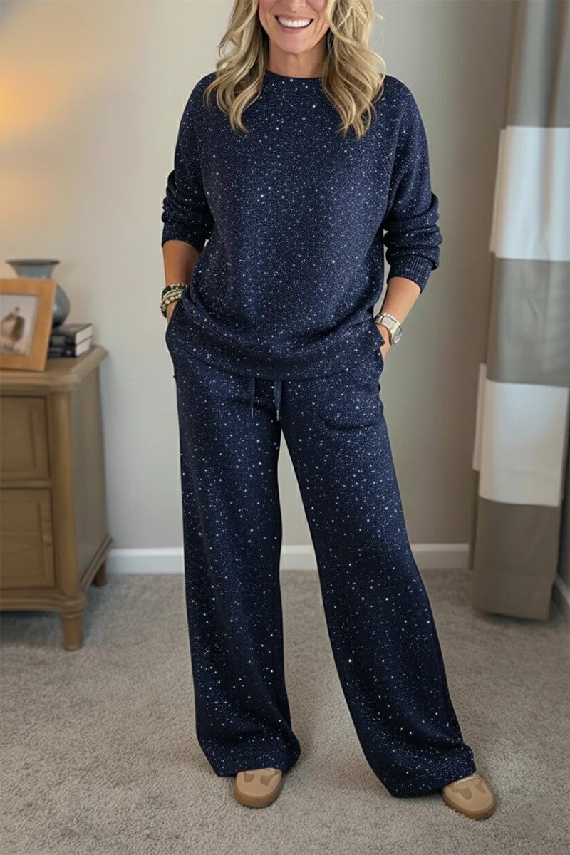 Women's Sparkle Lounge Set 2 Piece Sweatshirt Pants