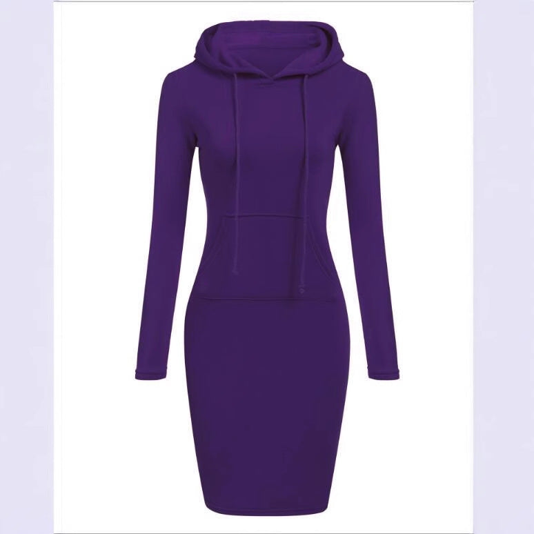 Women's Bodycon Hoodie Dress Long Sleeve Pocket