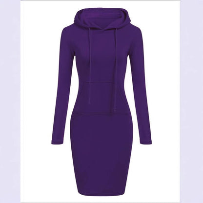 Women's Bodycon Hoodie Dress Long Sleeve Pocket