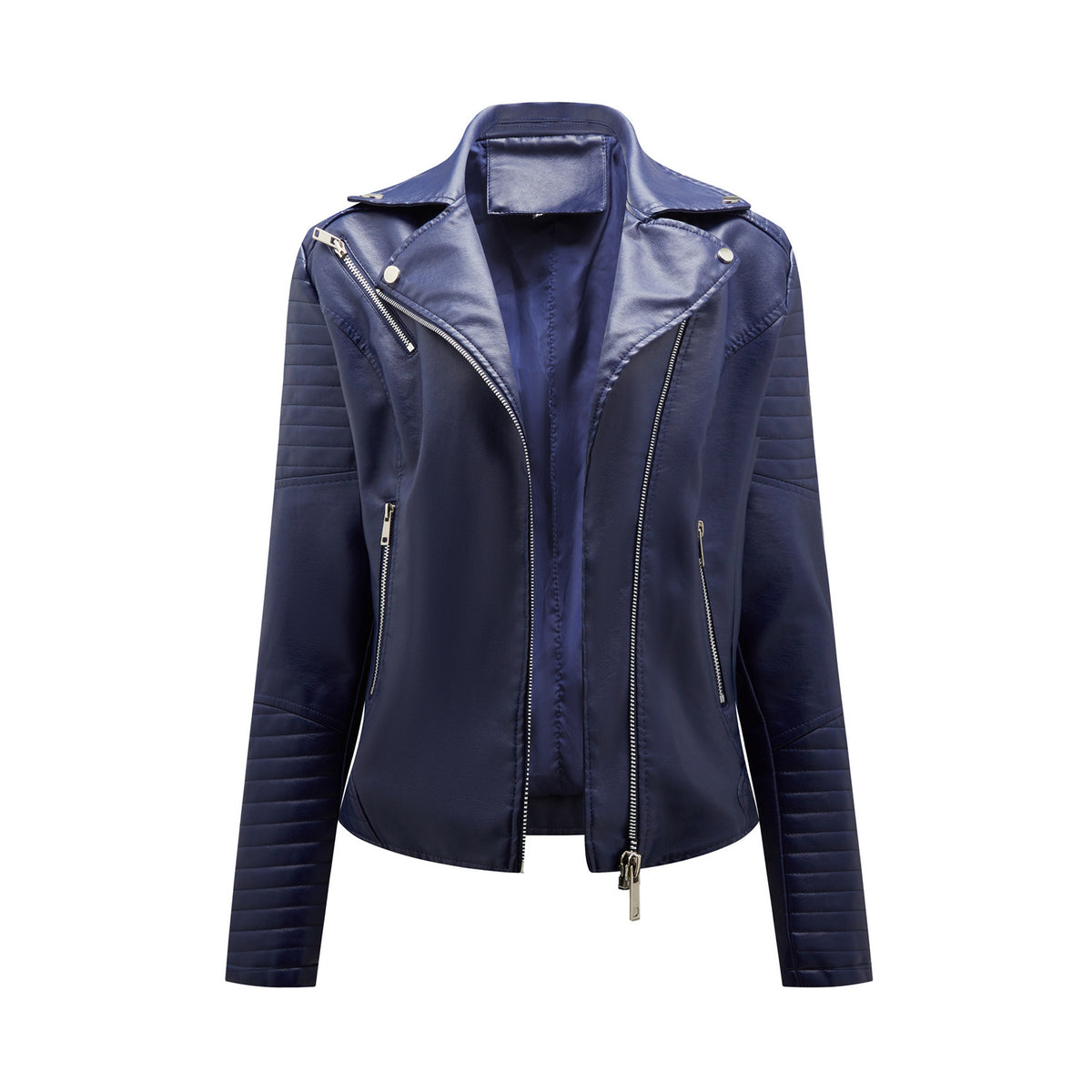 Women's Faux Leather Moto Jacket Asymmetrical Zip