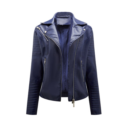 Women's Faux Leather Moto Jacket Asymmetrical Zip