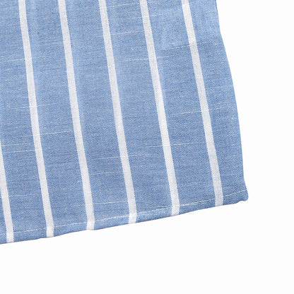 Blue Striped Button Down Shirt Oversized Resort Beach Blouse