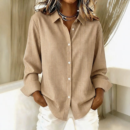 Striped Button Down Shirt Relaxed Long Sleeve Blouse