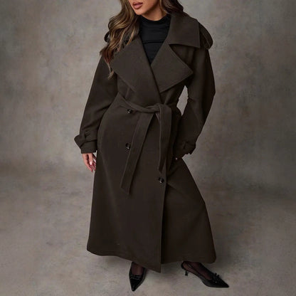 Women's Belted Double Breasted Long Winter Coat