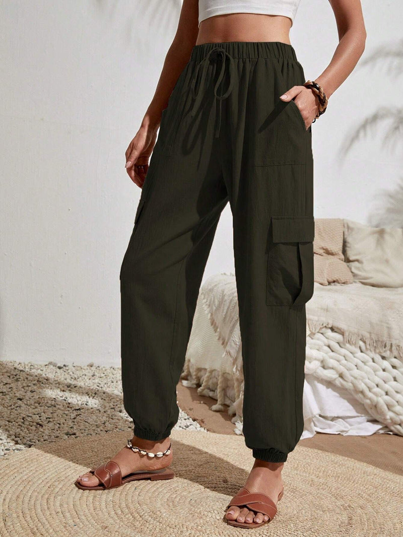 Spring/Summer Solid Color Pocket Casual Work Pants