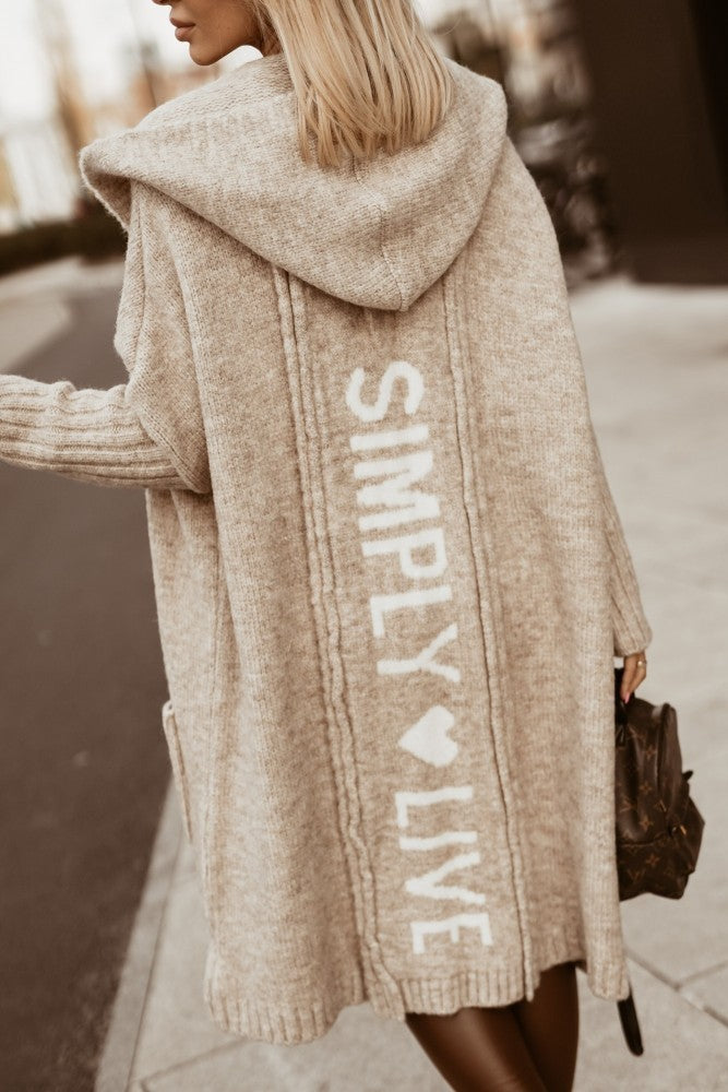 Long Hooded Cardigan Sweater Women Oversized Chunky Pocket