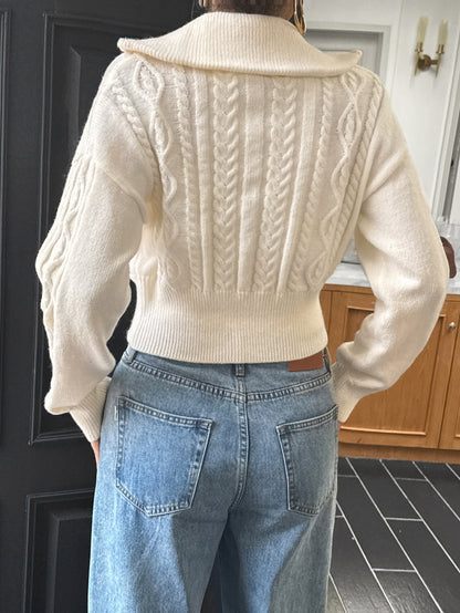 Women’s Y2K Zip Up Knit Sweater Jacket Long Sleeve Top