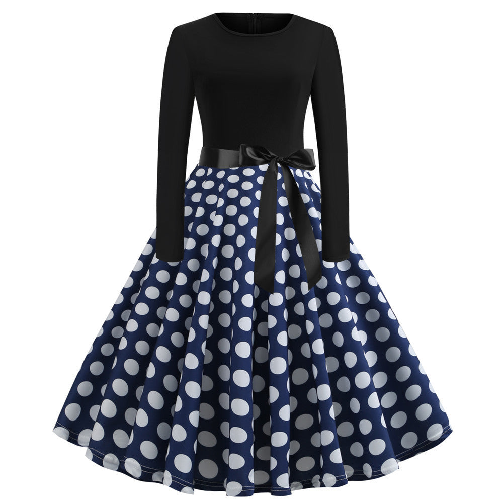 Vintage Plaid Long Sleeve Fit and Flare Midi Dress