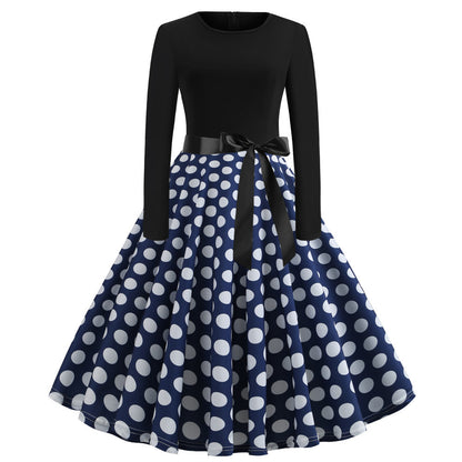 Vintage Plaid Long Sleeve Fit and Flare Midi Dress