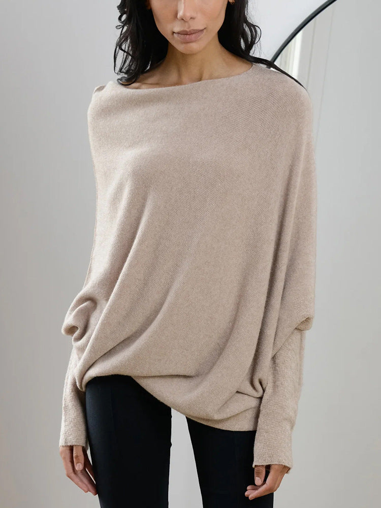 Women's Oversized Crew Neck Soft Knit Pullover Sweater