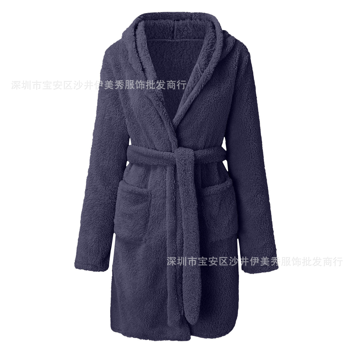 Womens Hooded Plush Fleece Robe Soft Warm Winter