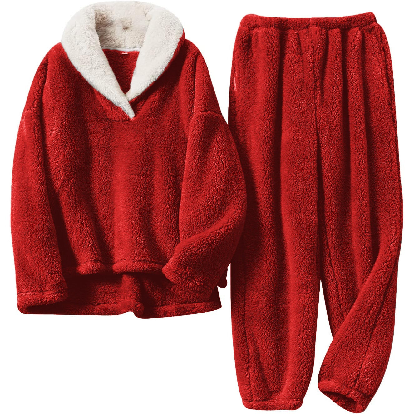 Women's Fuzzy Sherpa Pajama Set Winter Thick Lounge Wear