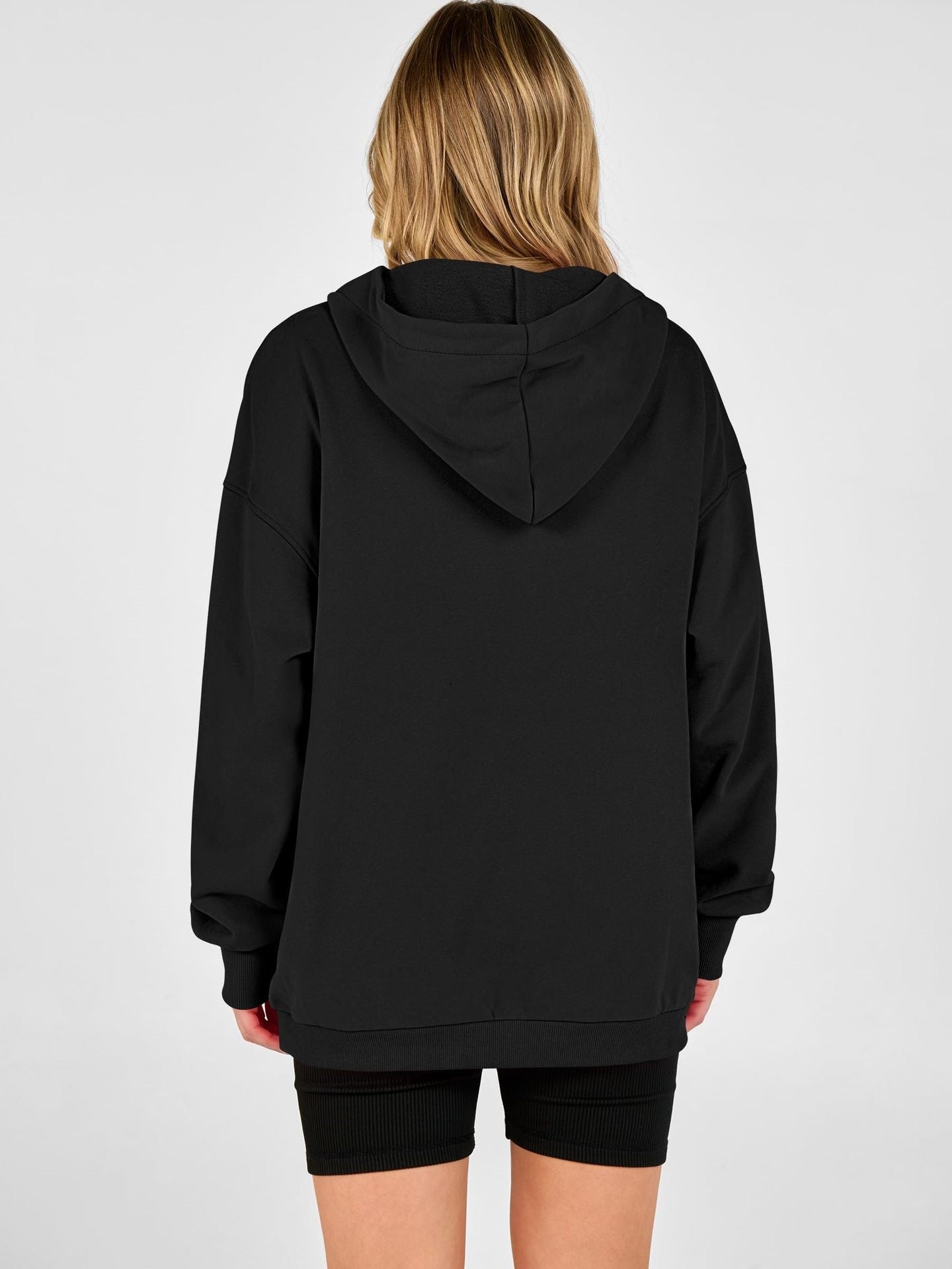 Snap Button Oversized Pullover Hoodie Sweatshirt