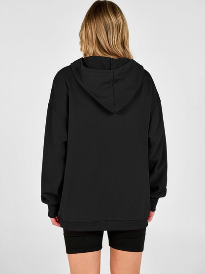 Snap Button Oversized Pullover Hoodie Sweatshirt