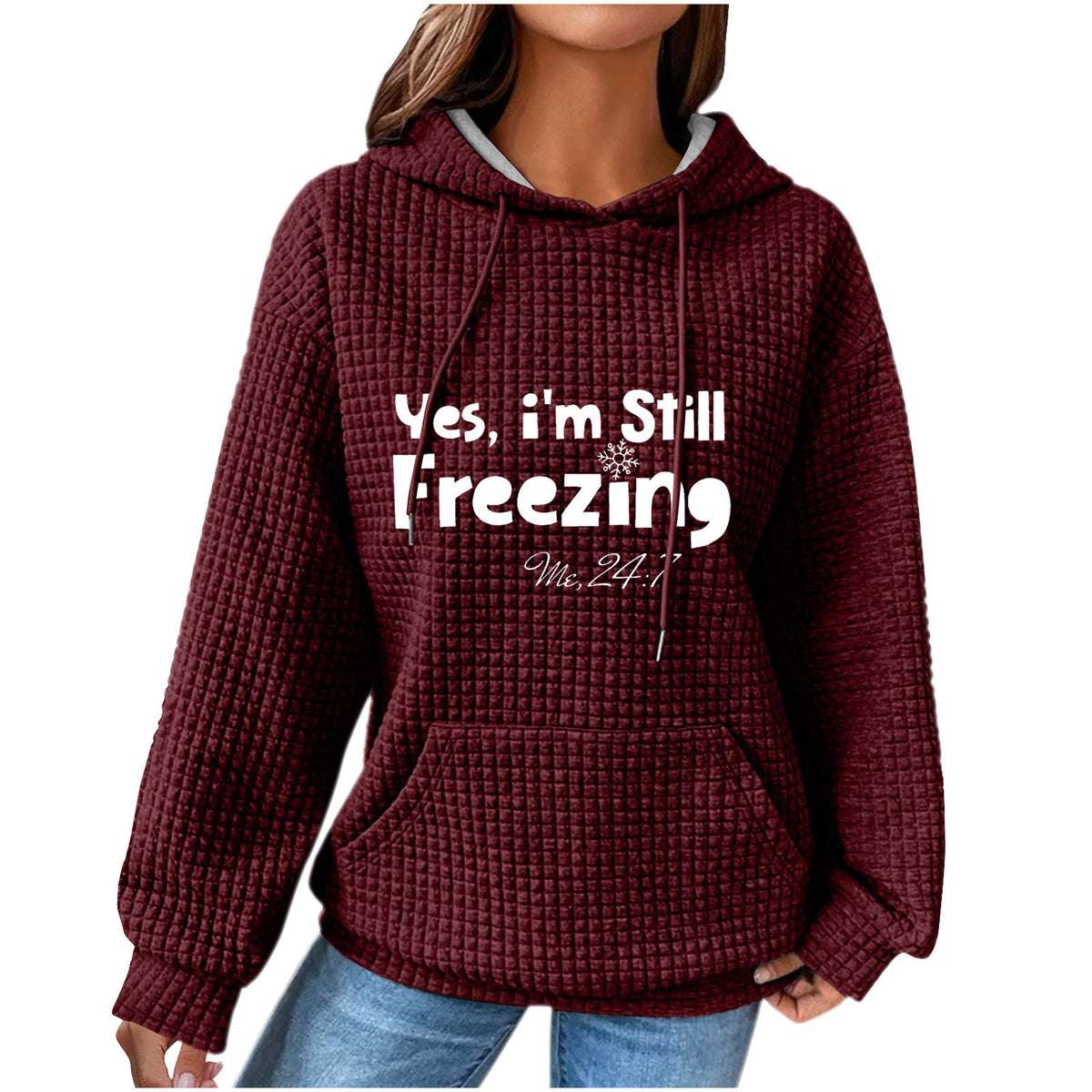 Women's Oversized Waffle Knit Christmas Hoodie